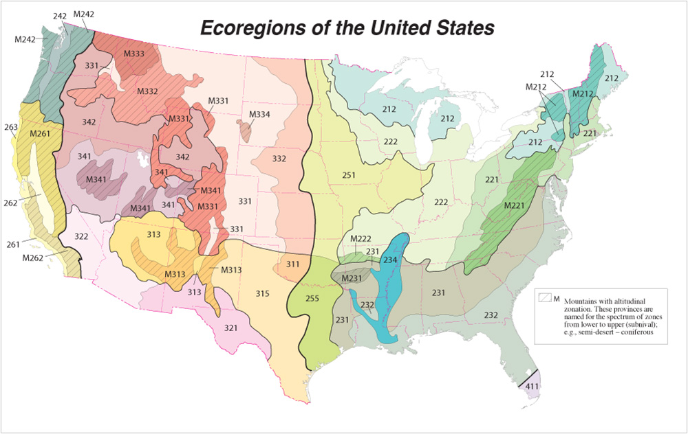 Ecoregions of the United States Map