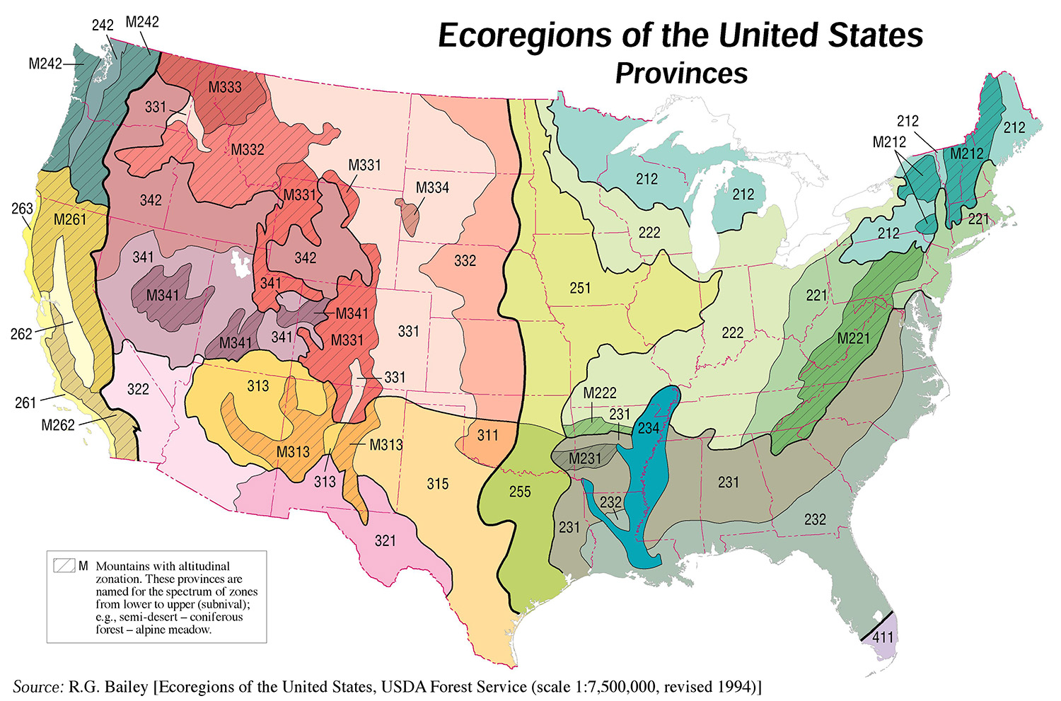 Ecoregions of the United States Map